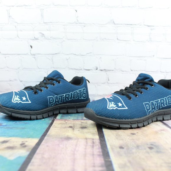 New England Patriots Logo Blue Mesh Low Top Custom Sneakers Size M 6 / L 8 - Picture 2 of 9